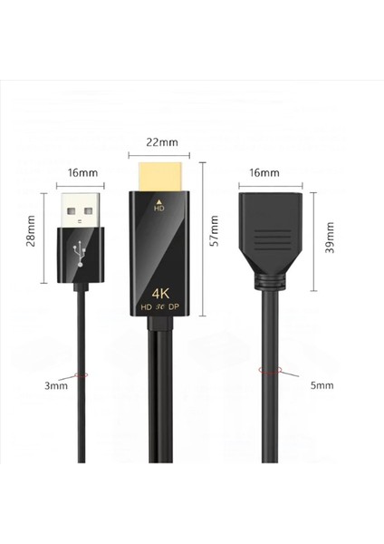 3x HDMI Uygun Erkek Displayport Kadın Dönüştürücü Kablosu 4K 60Hz HDMI ile Uyumlu Dp Dönüştürücü Adaptör Kablosu (Yurt Dışından) fiyatları