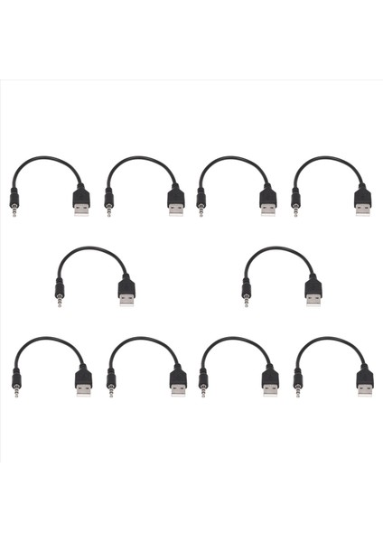 10X 3 5mm Fiş Aux Audio Jack&#39 E USB 2 0 Erkek Şarj Cihazı Kablo Adaptör Kablosu Mp3 (Yurt Dışından)