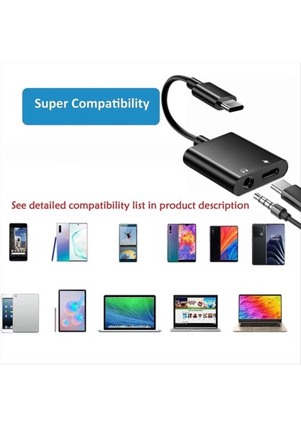 4x USB C Ila 3 5mm Kulaklık ve Şarj Cihazı Adaptörü Galaxy S22/S21/S20+ Ultra Için 2&#39 Den 2&#39 Si Not 20/10 Pixel 6/5/4/3 Xl (Siyah) (Yurt Dışından) fırsatları
