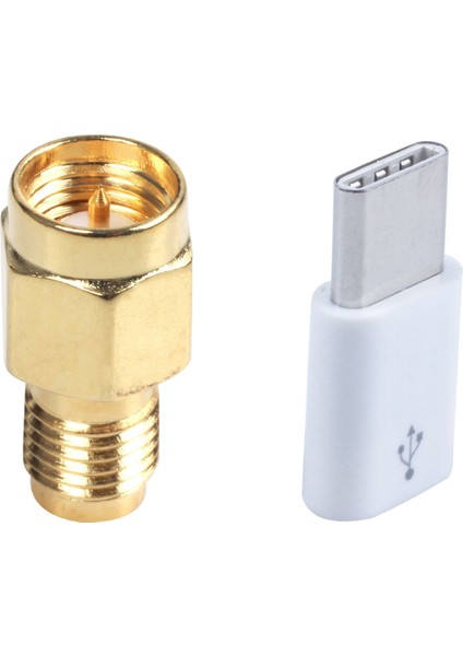 1x USB Tip C 3 1 Erkek-Mikro-Usb 2 0 5 Pin Kadın Veri Adaptörü ve 1x Sma Erkek Fişi-Rp-Sma Kadın Rf Koax Adaptör (Yurt Dışından)