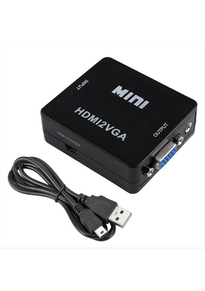 Pc Dizüstü Tv Kutusu Bilgisayar Ekran Projektör Siyah Için 1080P HDMI Uygun VGA Adaptör Dönüştürücü (Yurt Dışından)