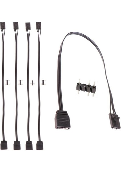 Corsair Için 5 Adet 4pin Rgb-Standart Argb 3 Pın 5V Adaptör Bağlayıcısı Rgb Kablosu 25CM (Yurt Dışından)