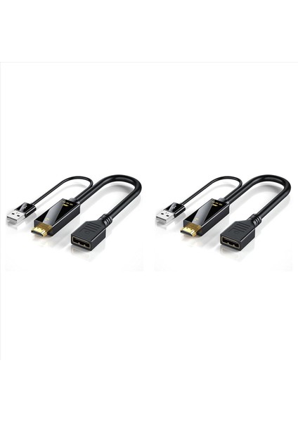 2x HDMI Uygun Erkek Displayport Kadın Dönüştürücü Kablosu 4K 60Hz HDMI ile Uyumlu Dp Dönüştürücü Adaptör Kablosu (Yurt Dışından)