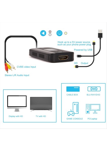 Av-Hdmı Uyumlu Video Dönüştürücü 1080P Rca Kablo Video Adaptör Kablosu Ses HDMI Uyumlu Dönüştürücü (Yurt Dışından) fırsatları