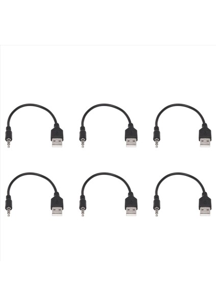 6pcs 3 5mm Fiş Aux Audio Jack&#39 E USB 2 0 Erkek Şarj Cihazı Kablo Adaptör Kablosu Mp3 (Yurt Dışından)