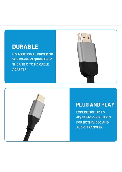 Qgeem Bağlantılar USB Tip C Ila HDMI Uyumlu Kablo Adaptörü 4K30Hz Video ve Ses Şanzımanı Için Adaptör Kablosu A (Yurt Dışından) fırsatları