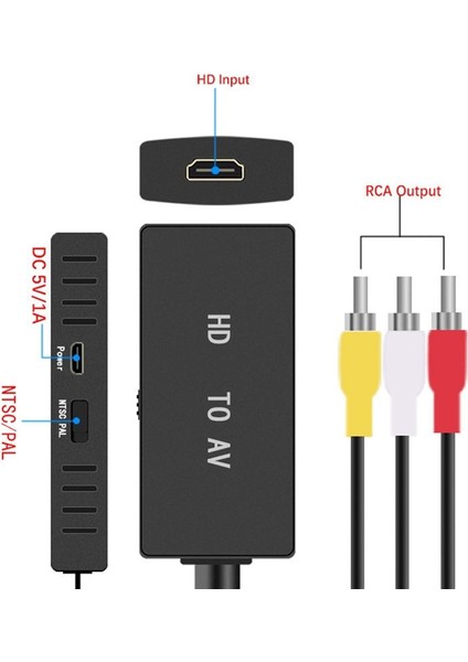 Hdtv-Av Dönüştürücüsü Hd Video Dönüştürücü HDMI Rca Av/cvsb L/r Video 1080P Mini Adaptör ile Uyumlu (Yurt Dışından) indirimleri