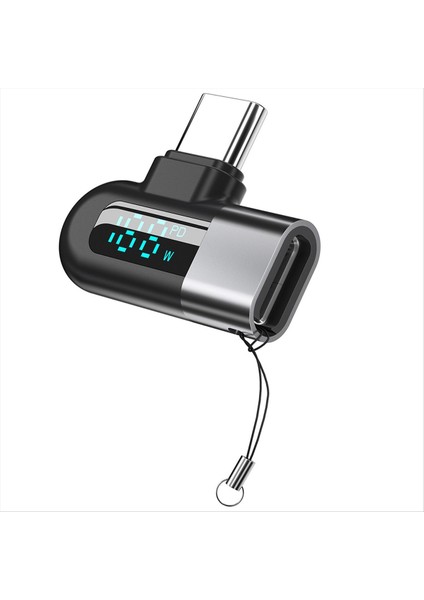 120W Tip C - Tip C Adaptör Dirsek Dijital Ekran USB C Adapatör Hızlı Şarj C Tip C Dönüştürücü Gri (Yurt Dışından)