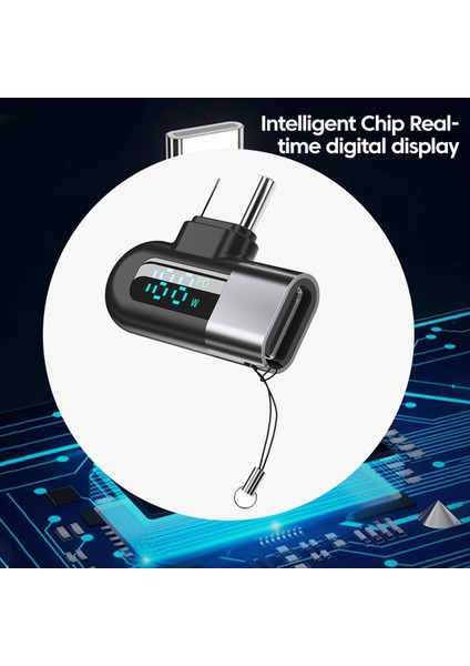 120W Tip C - Tip C Adaptör Dirsek Dijital Ekran USB C Adapatör Hızlı Şarj C Tip C Dönüştürücü Gri (Yurt Dışından) modelleri