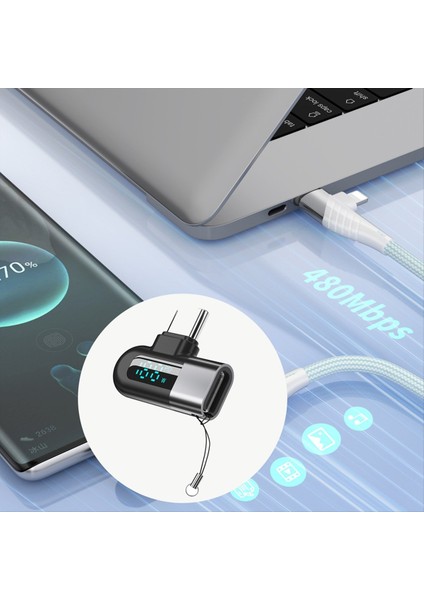 120W Tip C - Tip C Adaptör Dirsek Dijital Ekran USB C Adapatör Hızlı Şarj C Tip C Dönüştürücü Gri (Yurt Dışından) fırsatları