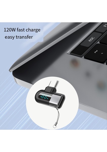 120W Tip C - Tip C Adaptör Dirsek Dijital Ekran USB C Adapatör Hızlı Şarj C Tip C Dönüştürücü Gri (Yurt Dışından) indirimleri