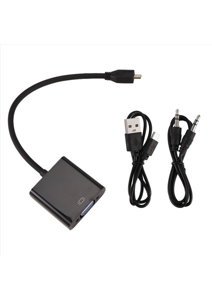 Mikro-Hdmı-Vga Adaptör Kablosu 1080P Video Dönüştürücü Xbox Kamera Raspberry Pi 4 Için Audio Jack USB Güç Kablosu ile (Yurt Dışından)