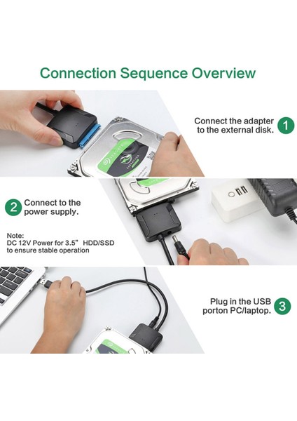 USB - Sata Veri Kablosu 2 5/3 5 Inç Usb3 0 Kolay Sürücü Kablosu Sata Sabit Disk Adaptör Kablosu (Ab Fişi) (Yurt Dışından) modelleri