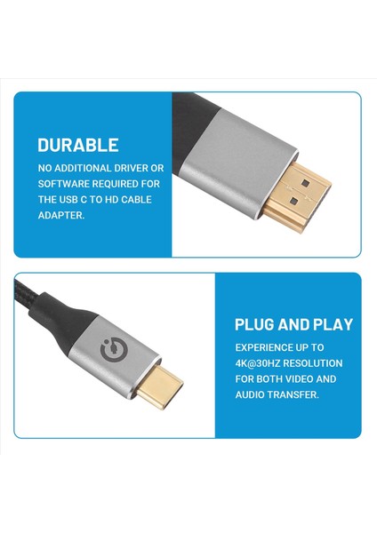 Qgeem Bağlantılar USB Tip C Ila HDMI Uyumlu Kablo Adaptörü 4K30Hz Video ve Ses Şanzımanı Için Adaptör Kablosu C (Yurt Dışından) fırsatları
