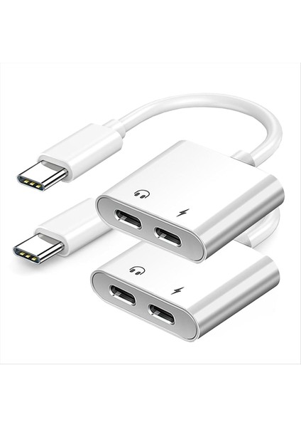 2pcs USB C-Usb-C Kulaklık Şarj Cihazı Adaptörü Pd Hızlı Şarjlı 2&#39 Si 1 Arada T Tip C Ses Adaptörü USB C Splitter Dongle (Yurt Dışından)
