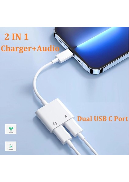 2pcs USB C-Usb-C Kulaklık Şarj Cihazı Adaptörü Pd Hızlı Şarjlı 2&#39 Si 1 Arada T Tip C Ses Adaptörü USB C Splitter Dongle (Yurt Dışından) fiyatları