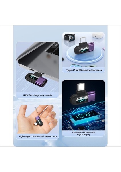 Elough 6A Dijital Ekran Tip C To Type C Tip C Otg Adaptörü 120W Hızlı Şarj USB C Kablosu Usb2 0 Konektör Siyah (Yurt Dışından) fiyatları