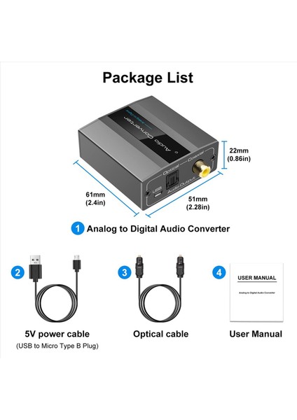 Optik Kablo Audio Dijital Toslink ve Koaksiyel Ses Adaptörü ile Optik ile 2x Analogdan Dijital Ses Dönüştürücüsü Rca (Yurt Dışından) fiyatları