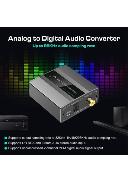 Optik Kablo Audio Dijital Toslink ve Koaksiyel Ses Adaptörü ile Optik ile 2x Analogdan Dijital Ses Dönüştürücüsü Rca (Yurt Dışından) modelleri