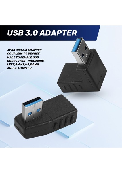 4pcs USB 3 0 Adaptör Kuplörleri 90 Derece Erkek - Kadın USB Konnektörü - Sol Sağ Yukarı Aşağı Açılı Adaptör Dahil (Yurt Dışından) fırsatları