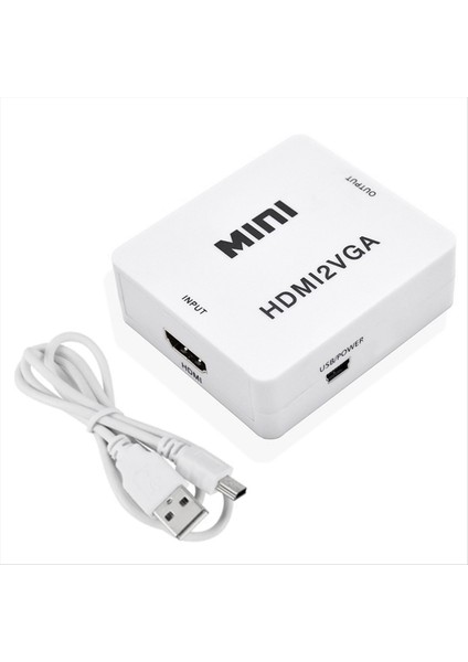 Pc Dizüstü Tv Kutusu Bilgisayar Ekran Projektör Beyaz Için 1080P HDMI Uygun VGA Adaptör Dönüştürücü (Yurt Dışından)