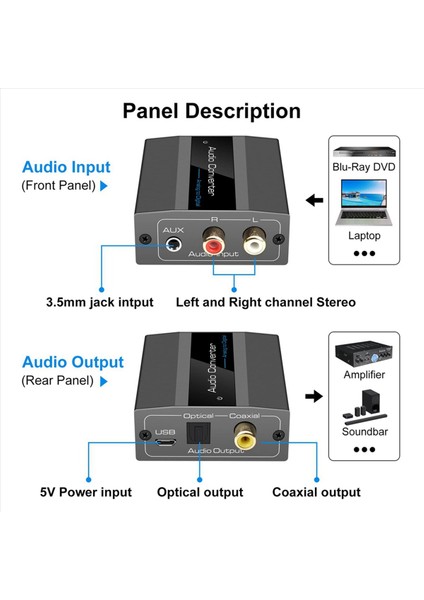 3x Analogdan Dijital Ses Dönüştürücüsüne Optik Kablo Audio Dijital Toslink ve Koaksiyel Ses Adaptörü (Yurt Dışından) modelleri