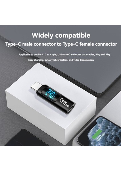 USB 2 0 Ekran Otg Adaptörü 240W Dijital Ekran Tip-C Tipi Otg Yüksek Hızlı 40GBPS Hızlı Şarj Adaptörü Siyah (Yurt Dışından) modelleri