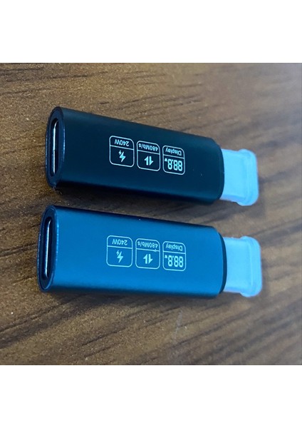 USB 2 0 Ekran Otg Adaptörü 240W Dijital Ekran Tip-C Tipi Otg Yüksek Hızlı 40GBPS Hızlı Şarj Adaptörü Siyah (Yurt Dışından) fırsatları