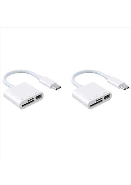 2x 3 Arada 1 Tip C-Usb Sd Tf Bellek Kartı Okuyucu Otg Hub USB C Micro-Sd Kart Okuyucu Adaptörü MacBook Pro (Yurt Dışından)