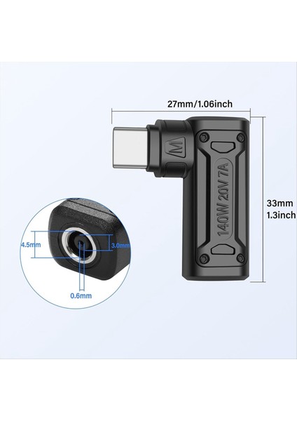 Pd 140W Dc Tip C Güç Şarjı Adaptörü Dc Kadın Girişi USB C Erkek Konnektörüne Telefon Tablet Dizüstü Bilgisayar (M) (Yurt Dışından) modelleri