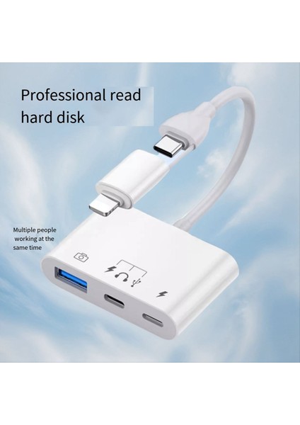 Cep Telefonu Bilgisayar Kulaklık Için Tip C Adaptörü 3&#39 Ü 1 Arada Otg Dönüştürücü Çift Kalı Çok Işlevli Kart Okuyucu (Yurt Dışından)