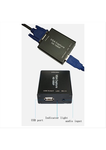 Ses ve Video Yakalama Kartı ile Vga-Usb Adaptör Dönüştürücü 1080P Drive-Free High Dialinition Resim Kara (Yurt Dışından) fiyatları