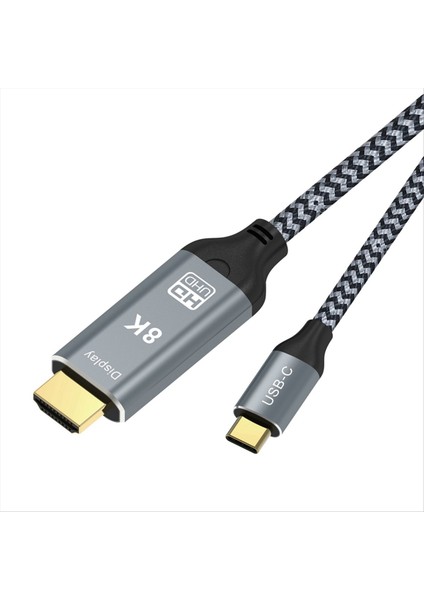 1m Tip C Ila HDMI Uyumlu Adaptör 8k 60Hz USB C Ila HDMI Uyumlu Adaptör Desteği 48GBPS Aktarım Hızı (Yurt Dışından)