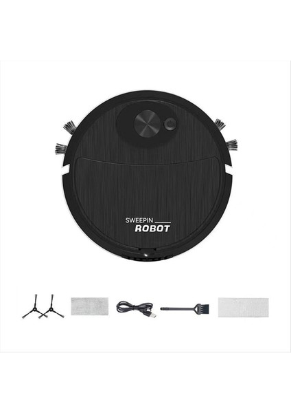 Mini Temizlik Süpürme Robot Otomatik Vakum Robot Ultra Ince Sessiz Temizlik Sert Zemin Temizleme Makinesi Siyah (Yurt Dışından)