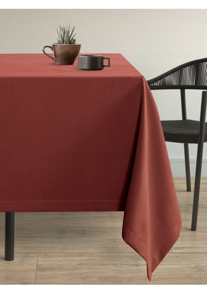 Kadife Dokulu Kiremit Rengi Masa Örtüsü