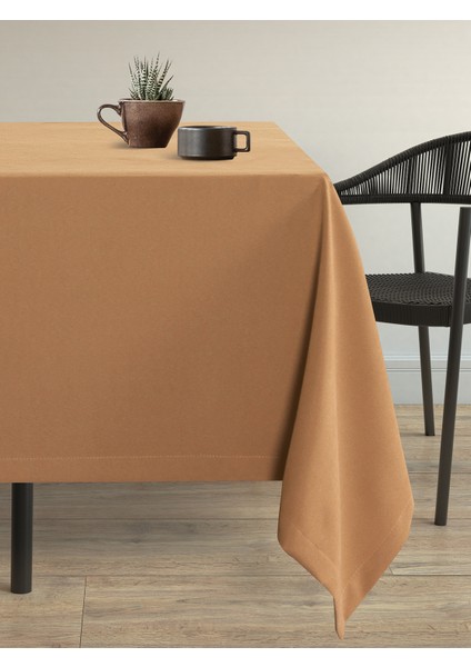 Kadife Dokulu Kaju Rengi Masa Örtüsü