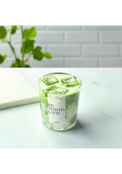 Lce Matcha Latte Candle Dekoratif Mum 9x7 Soya Wax Mum Fresh Esanslı