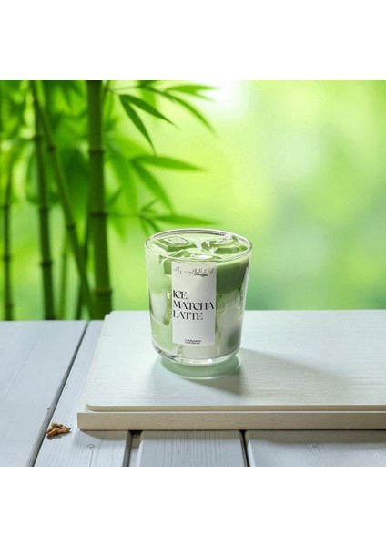 Lce Matcha Latte Candle Dekoratif Mum 9x7 Soya Wax Mum Fresh Esanslı fiyatları