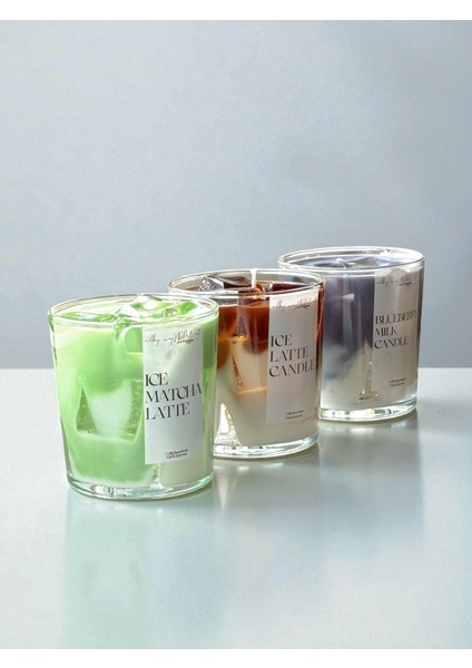 Lce Matcha Latte Candle Dekoratif Mum 9x7 Soya Wax Mum Fresh Esanslı indirimleri