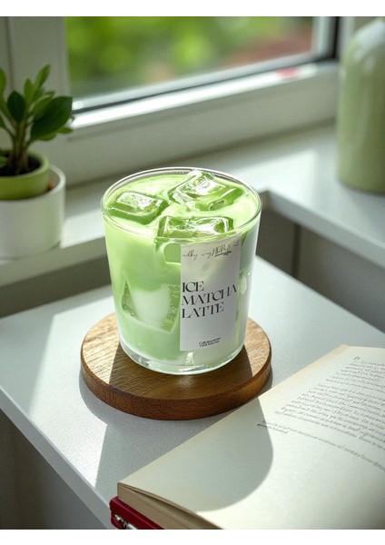 Lce Matcha Latte Candle Dekoratif Mum 9x7 Soya Wax Mum Fresh Esanslı