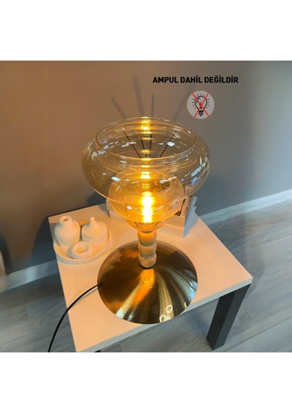 Lily Cam Bal Rengi Üç Boncuk Masa Lambası Dekoratif Masaüstü Aydınlatma Hol Yatak Odası Başucu Lamba fiyatları