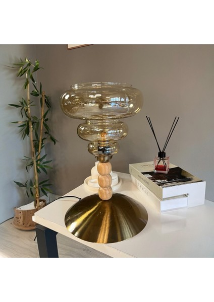 Lily Cam Bal Rengi Üç Boncuk Masa Lambası Dekoratif Masaüstü Aydınlatma Hol Yatak Odası Başucu Lamba modelleri