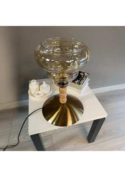 Lily Cam Bal Rengi Üç Boncuk Masa Lambası Dekoratif Masaüstü Aydınlatma Hol Yatak Odası Başucu Lamba indirimleri