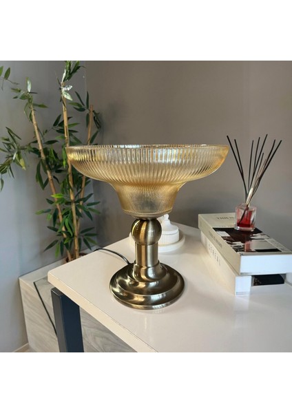 Stark Cam Bal Rengi Masa Lambası Dekoratif Masaüstü Aydınlatma Hol Abajur Yatak Odası Başucu Lamba