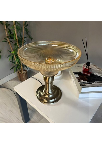 Stark Cam Bal Rengi Masa Lambası Dekoratif Masaüstü Aydınlatma Hol Abajur Yatak Odası Başucu Lamba indirimleri