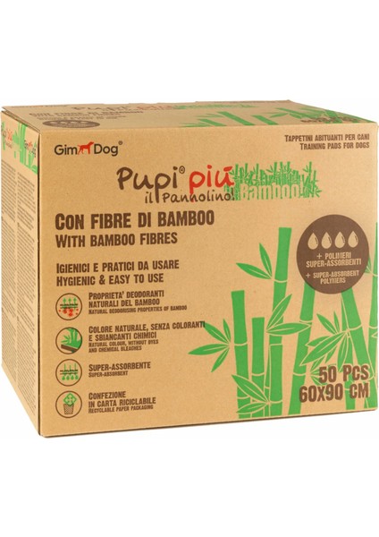 Pupi Piu Bamboo Köpek Tuvalet Eğitim Pedi 60X90 cm 50 Adet