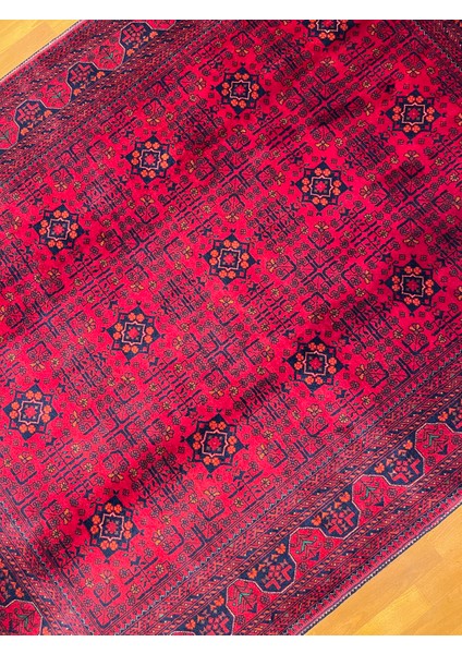 El Dokuma Afgan Halı Yıldız Desenli Ince Dokuma Bordo Renk 3 Metre Kare modelleri