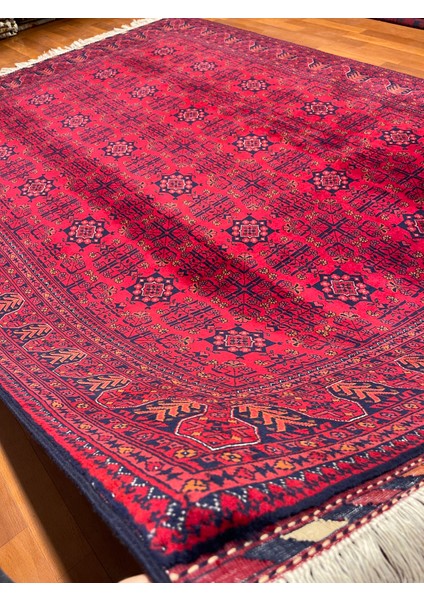 El Dokuma Afgan Halı Yıldız Desenli Ince Dokuma Bordo Renk 4 Metre Kare fırsatları