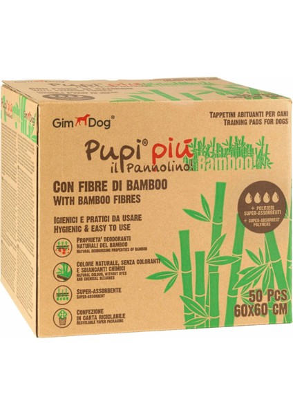 Pupi Piu Bamboo Köpek Tuvalet Eğitim Pedi 60X60 cm 50 Adet