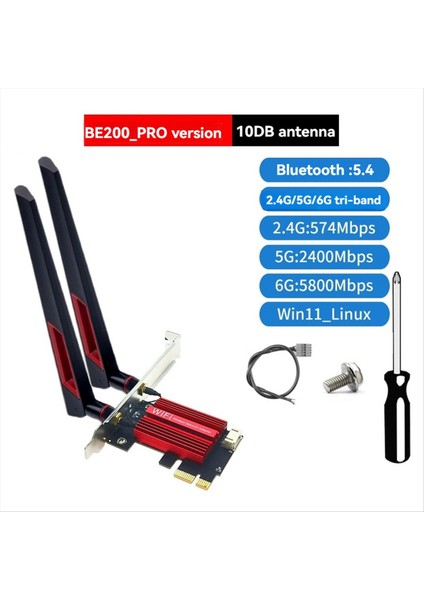 Wifi 7 BE200 Pcı-E Adaptör Kartı Kiti Tri Band 2 4g/5g/6 Ghz 8874 Mbps Bt5 4 WIN10/11 Için Masaüstü Kablosuz Ağ Adaptörü (Yurt Dışından) fırsatları